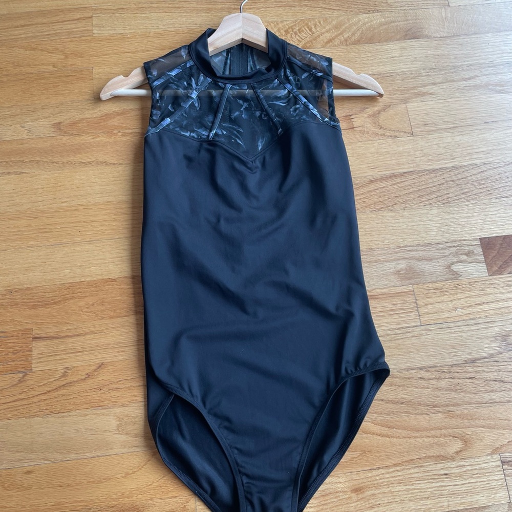 Bloch High Neck Zip Back Floral Leotard size Large